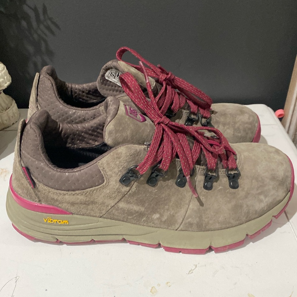 Danner Suede Low-Top Sneakers in Brown with Red Accents